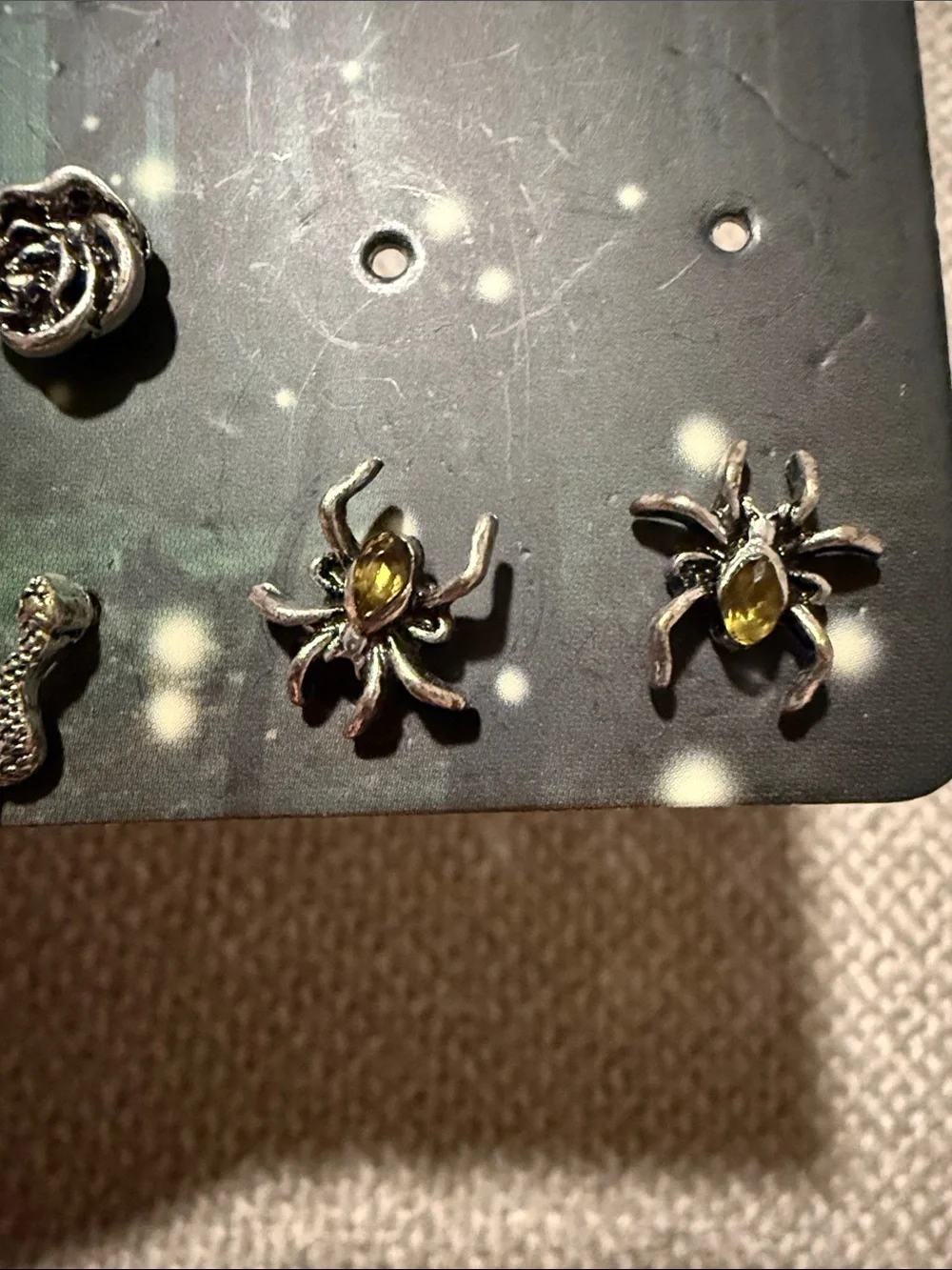 Thorn & Fable Silver Tone Earring Set with Olive Accents 5 pair